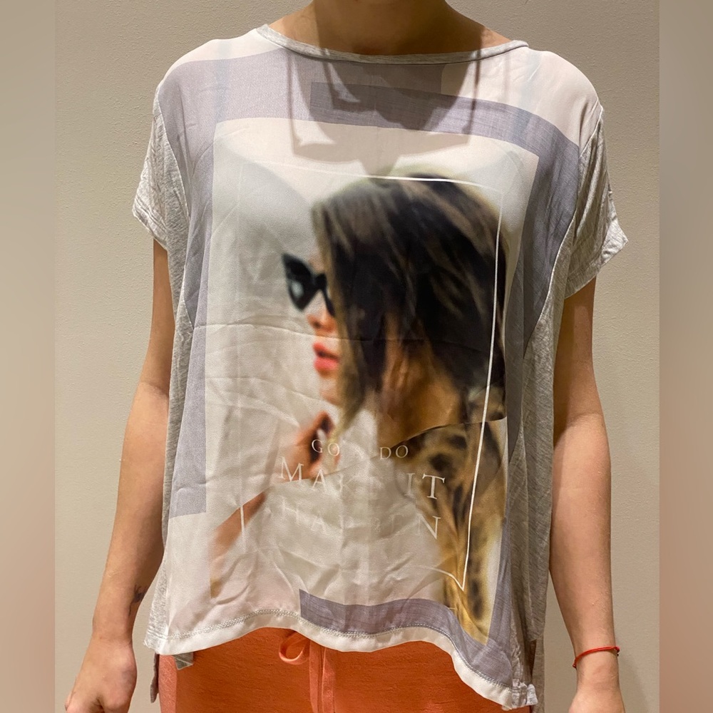 Abercrombie&Fitch Grey Top With Print - Size XS
